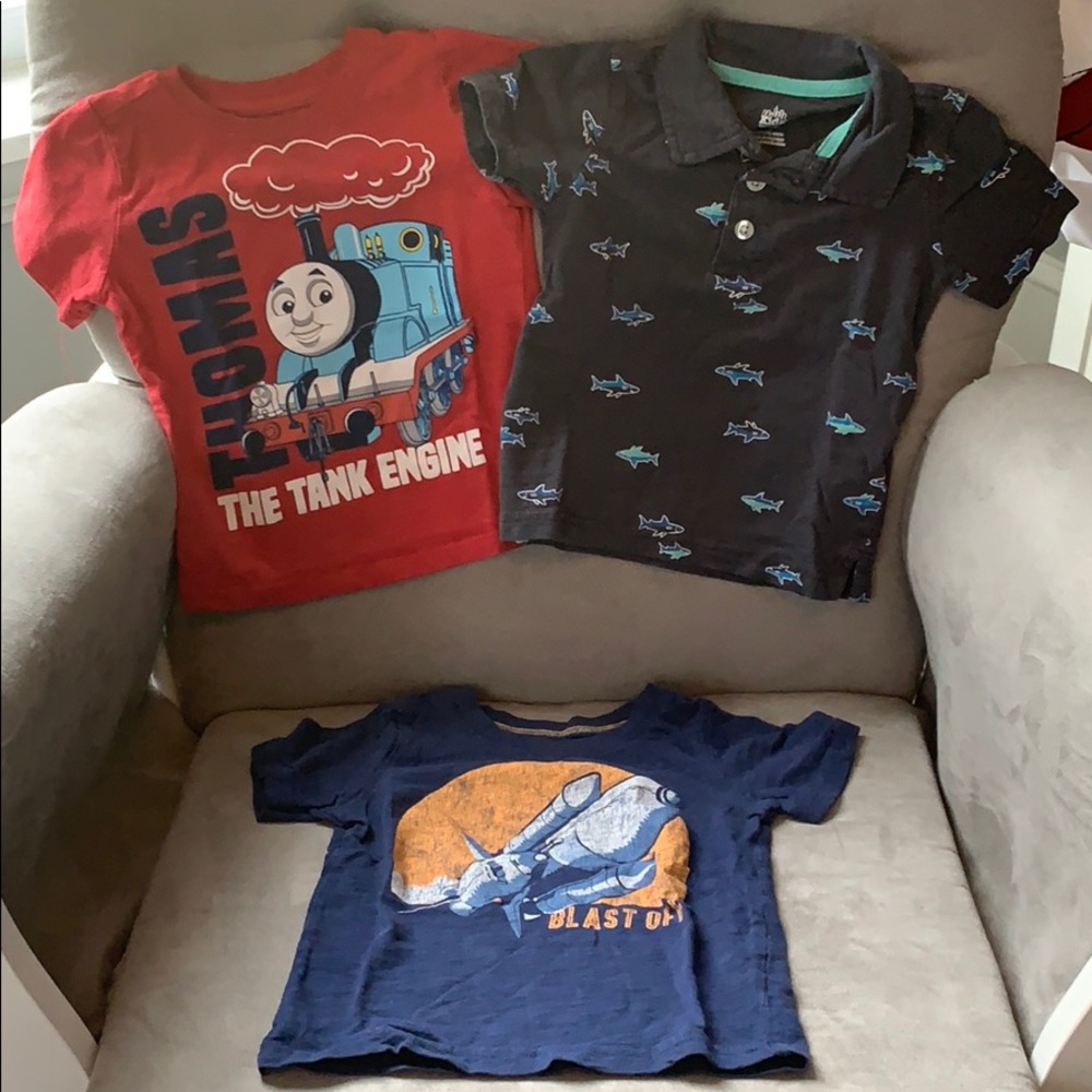 Thomas and Friends, space shuttle, & sharks shirt